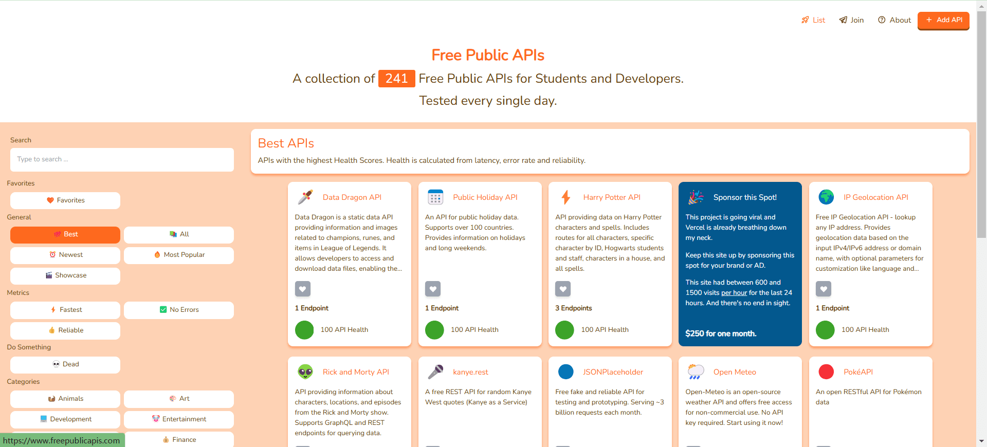 Free Public APIs:为AI赋能的200+免费公共API集合-1 Free Public APIs:为AI赋能的200+免费公共API集合