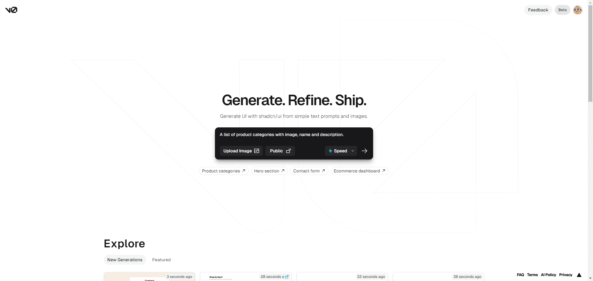 v0.dev:简单的描述即可免费生成UI界面代码-1 v0.dev:简单的描述即可免费生成UI界面代码