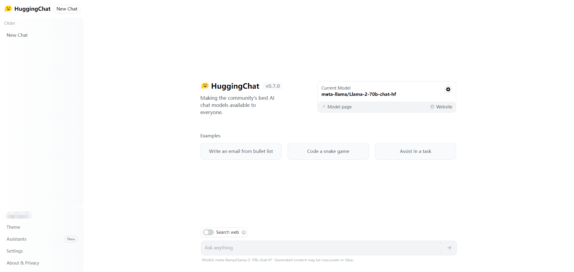 HuggingChat:Hugging Face集成的大尺寸开源模型对话界面-1 HuggingChat:Hugging Face集成的大尺寸开源模型对话界面