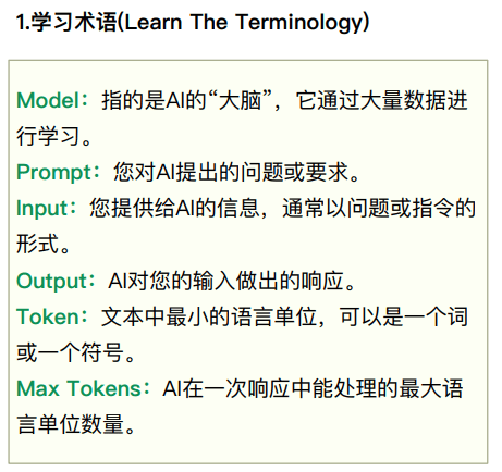 ChatGPT 关键提示指令速查表-1 ChatGPT 提示指令 术语速查表