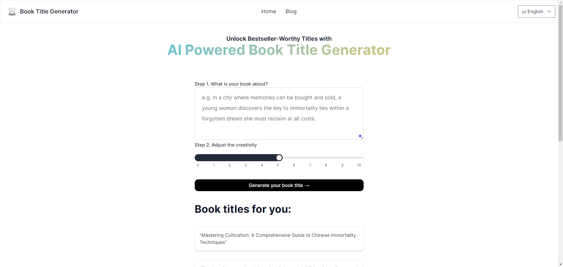 Book Title Generator:创意书名生成器-1 Book Title Generator:小说书名创意生成器