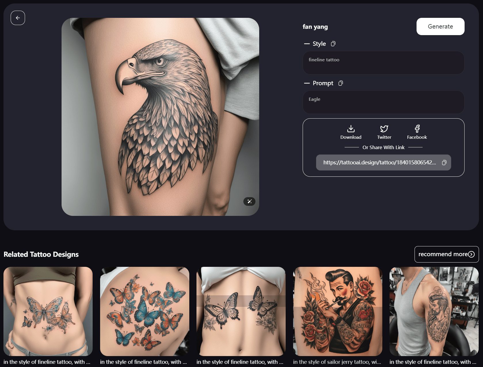 TattooAI:AI纹身图片设计生成器,在线设计个性化纹身