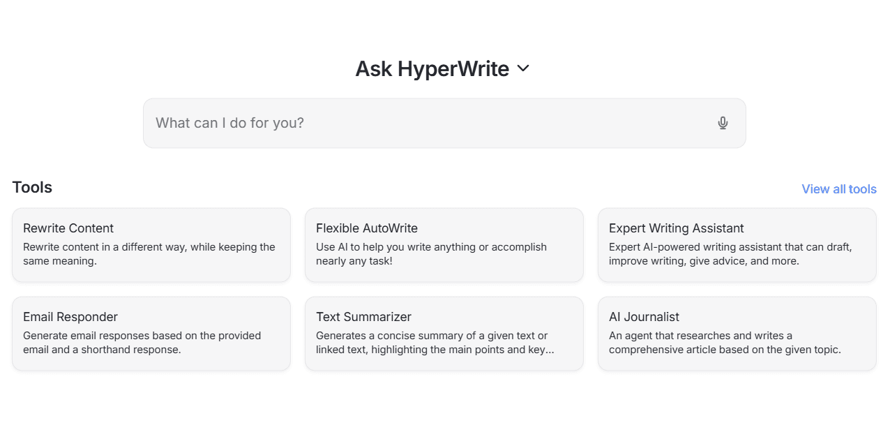 HyperWrite:拥有众多英文文案生成工具的AI写作助手-1 HyperWrite:快速生成多种文案的AI写作助手