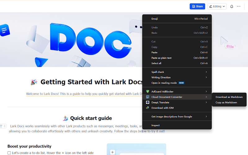Cloud Document Converter:飞书文档下载插件,飞书云文档转换为本地Markdown格式文档