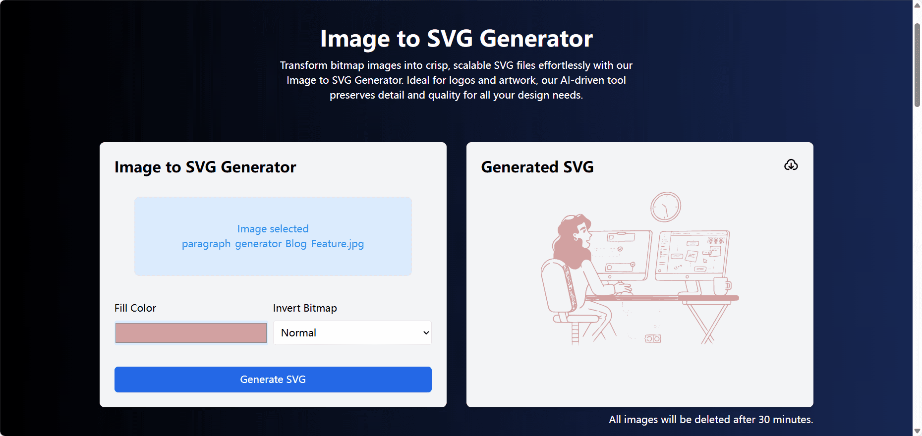 SVG.la: AI 支持的 SVG 图形生成与转换平台,矢量图形转换-1 SVG.la:从文本或图像转换SVG图形,矢量图形转换