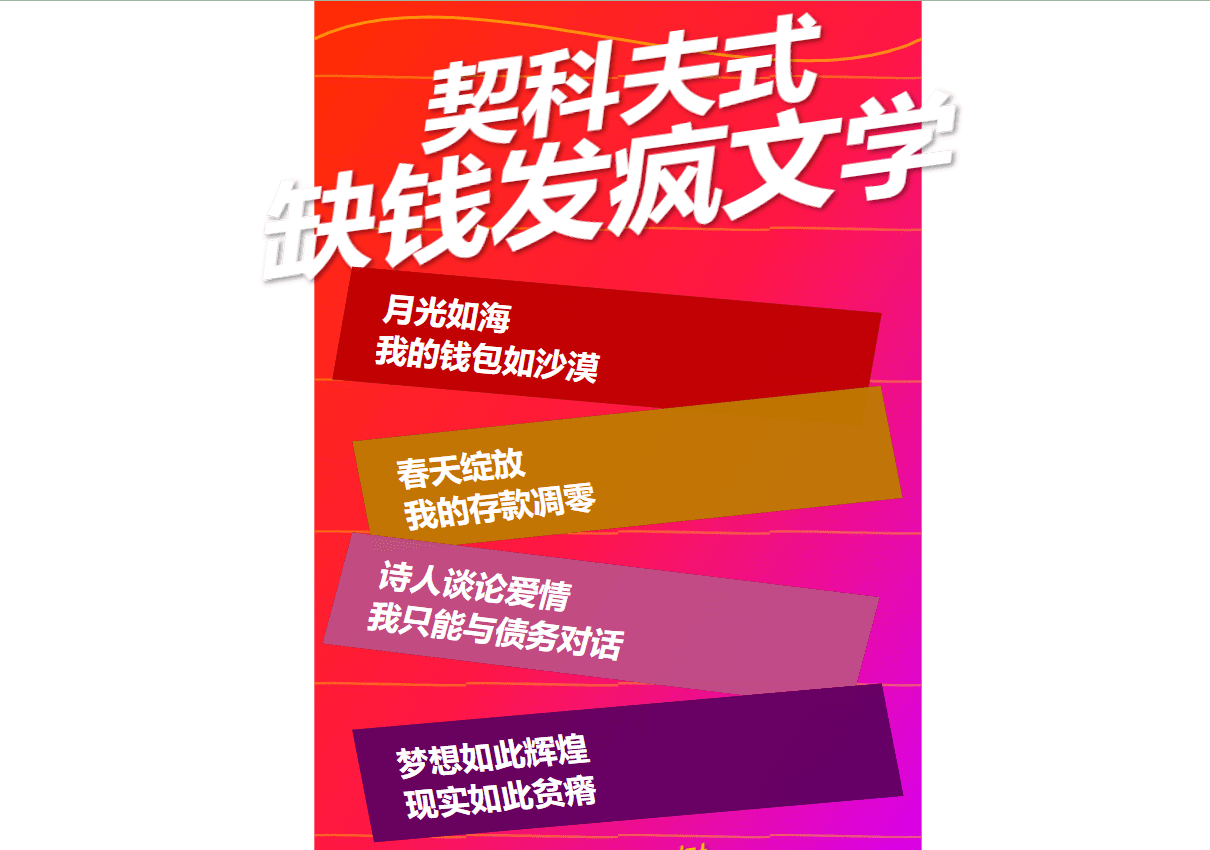 卡片图提示词:契科夫式发疯文学海报-1 卡片图提示词:契科夫式发疯文学海报