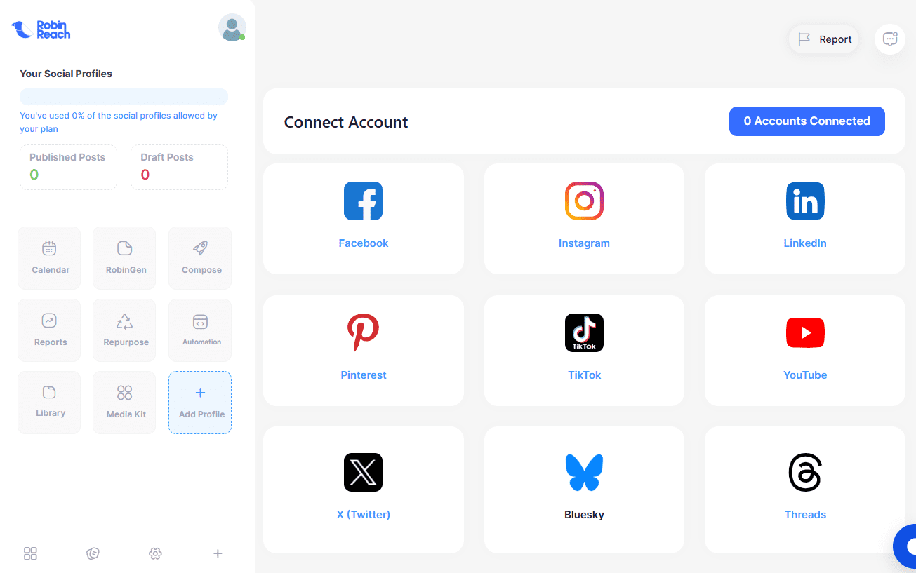 RobinReach:一站式社交媒体管理平台,AI内容生成并发布-1 RobinReach:一站式社交媒体管理平台,AI内容生成并发布
