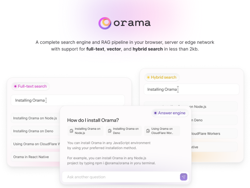 Orama:高性能全文本和向量搜索引擎-1 Orama:高性能全文本和向量搜索引擎