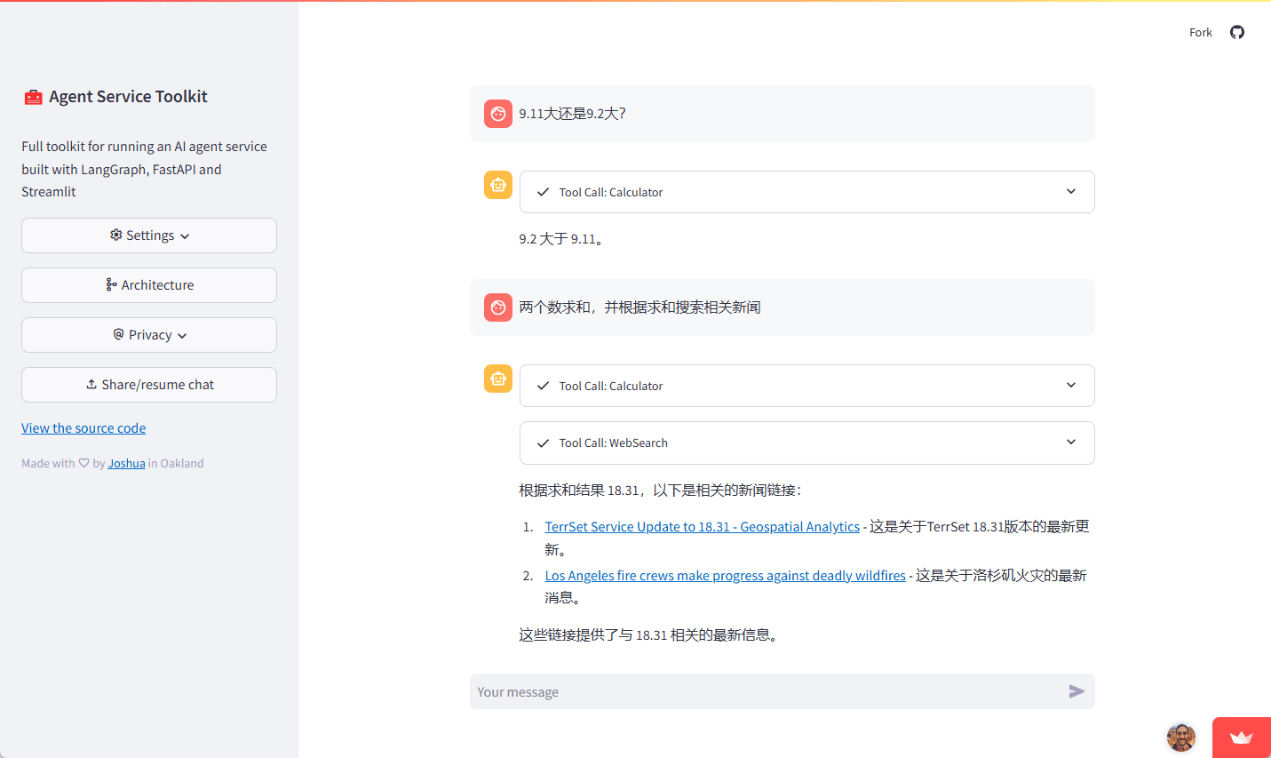 Agent Service Toolkit:基于LangGraph构建AI智能体的完整工具集-1 Agent Service Toolkit:基于LangGraph构建AI智能体的完整工具集