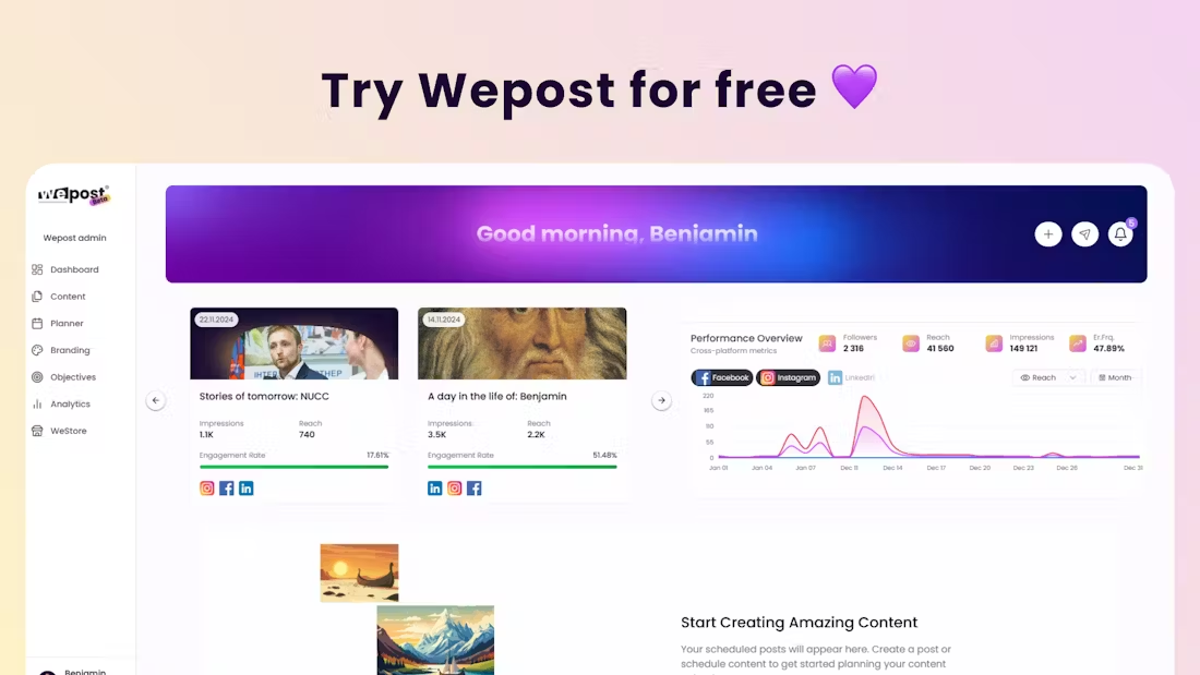Wepost:简化社交媒体内容创作和管理的AI平台-1 Wepost:简化社交媒体内容创作和管理的AI平台
