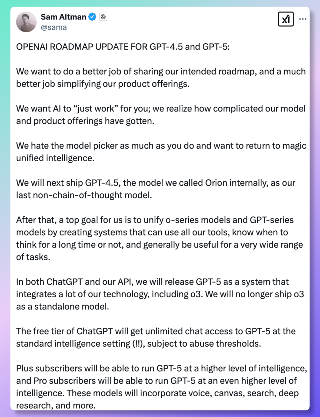 OpenAI 发布 GPT-4.5 & GPT-5 最新路线图:统一智能、知识自由与未来 AI 战略解析