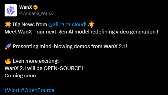 视频生成模型 VBench 排行榜榜首——WanX 2.1 即将开源!-1 视频生成模型 VBench 排行榜前...榜首——WanX 2.1 即将开源!