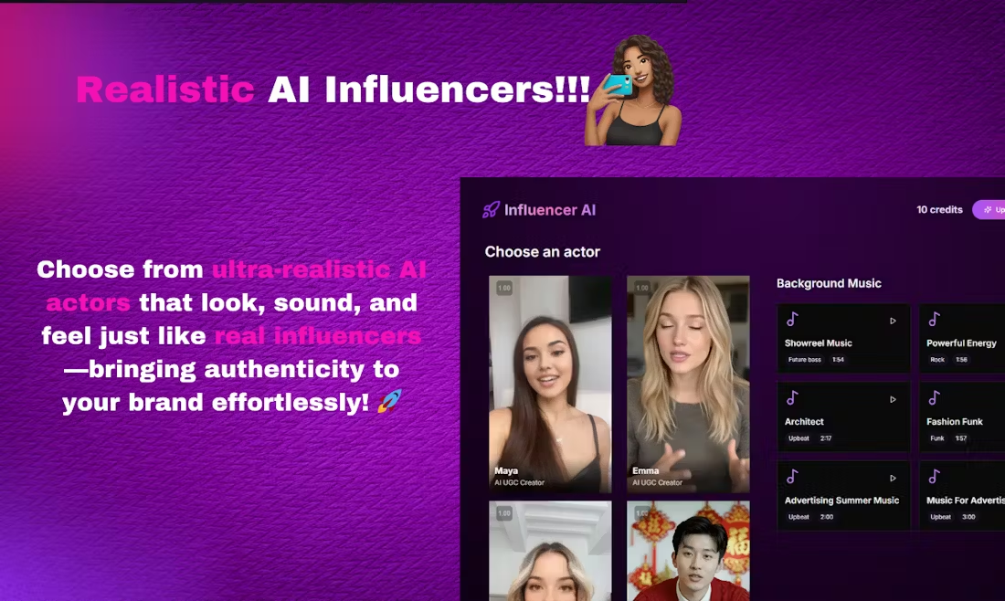 Influencer AI:快速生成病毒式UGC广告-1 Influencer AI:快速生成病毒式UGC广告