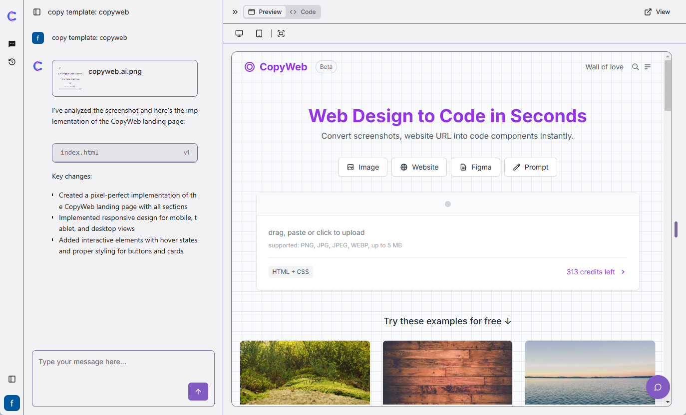 CopyWeb:将网页设计/截图转换为开箱即用的网页代码-1 CopyWeb:将原型稿/截图转换为开箱即用的网页代码
