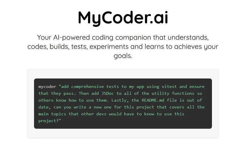 MyCoder:自动修复代码、生成测试用例的命令行AI工具-1 MyCoder:自动修复代码、生成测试用例的命令行AI工具