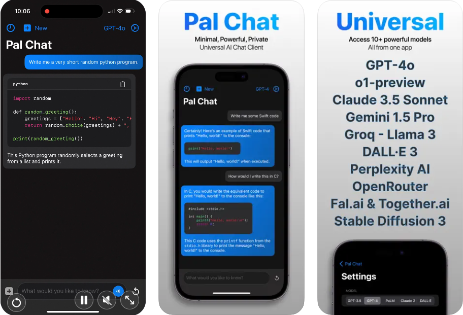 Pal Chat:支持多种AI模型的 IOS 聊天客户端-1 Pal Chat:支持多种AI模型的 IOS 聊天客户端