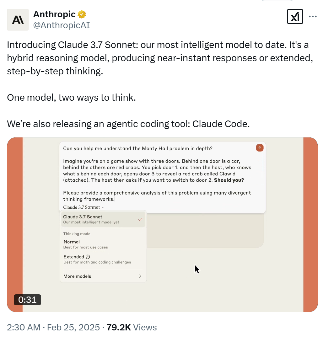 Claude 3.7 Sonnet:首创混合推理模式并推出智能编码工具 Claude Code