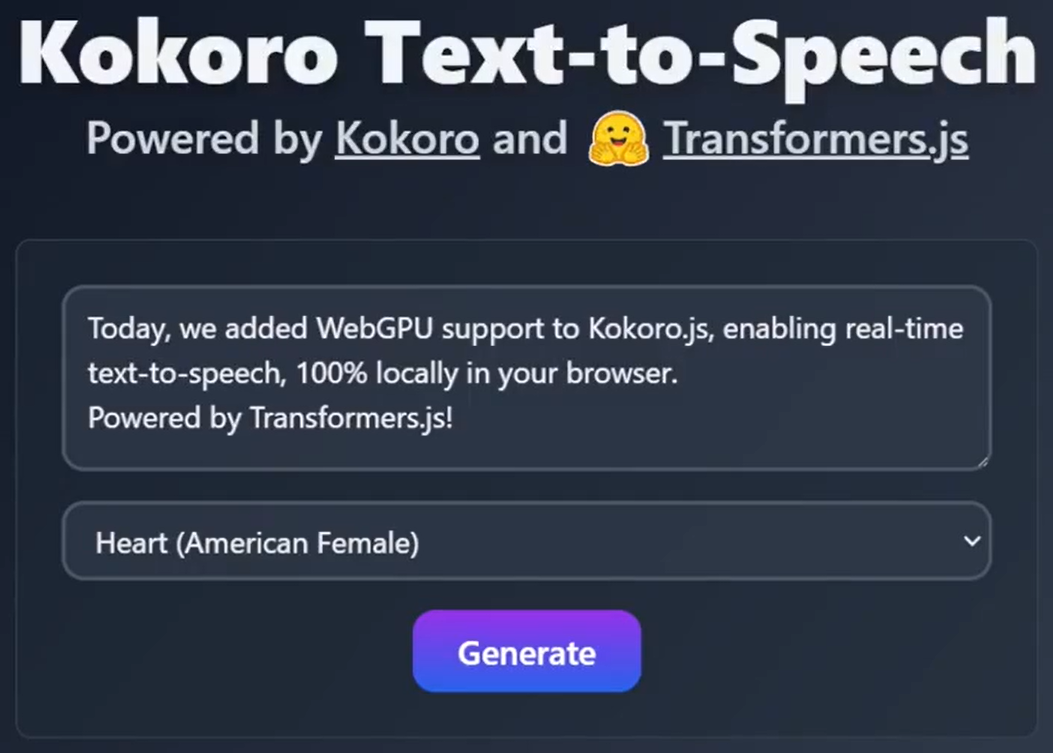 Kokoro WebGPU:浏览器本地运行的文本转语音服务-1 Kokoro WebGPU:浏览器中离线运行的文本转语音服务