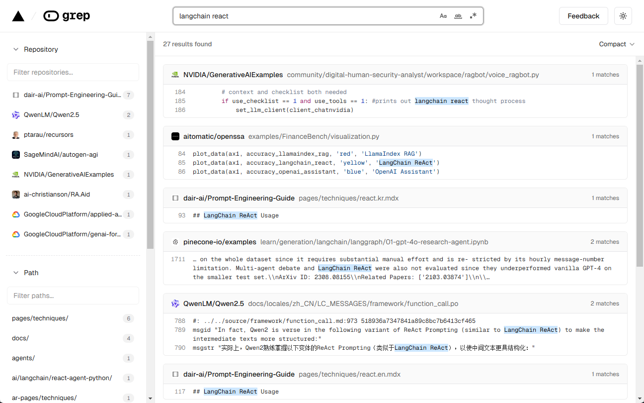Grep:实时搜索 GitHub 代码片段的小工具,快速查找AI代码-1 Grep:实时搜索 GitHub 代码片段的小工具,快速查找AI代码