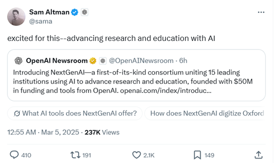 OpenAI 发布 NextGenAI:AI 赋能教育的未来