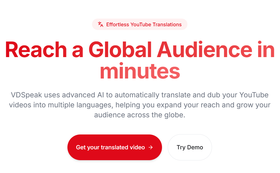 vdspeak:为YouTube视频生成多语言配音-1 vdspeak:为YouTube视频生成多语言配音