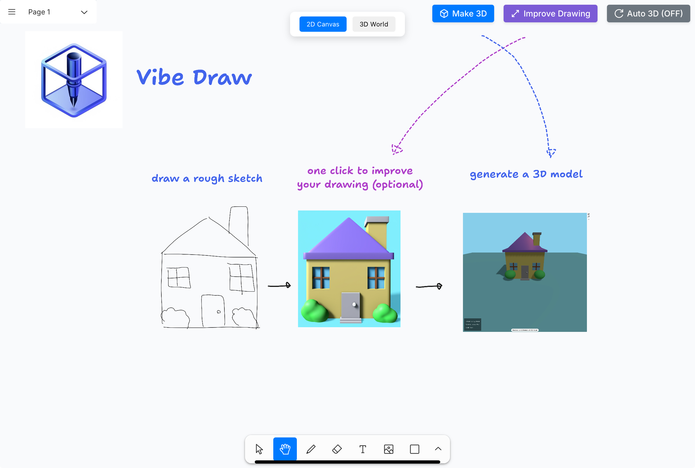 Vibe Draw:将手绘草图转化为3D模型的创意工具-1 Vibe Draw:将手绘草图转化为3D模型的创意工具