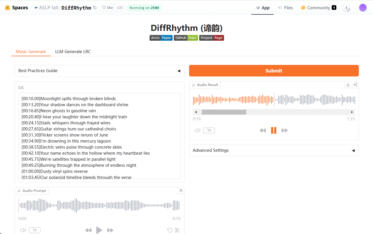 DiffRhythm(谛韵):10秒内生成最长4分45秒的歌曲-1 DiffRhythm(谛韵):10秒内生成最长4分45秒的歌曲