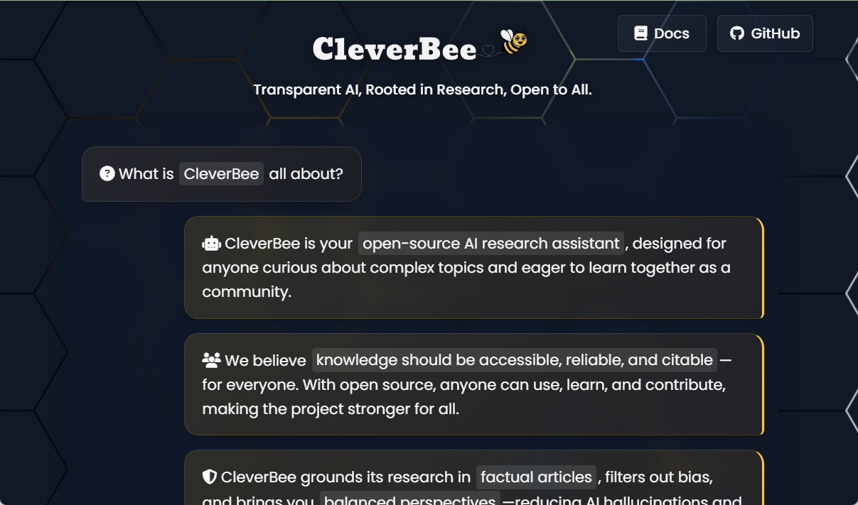 CleverBee:开源AI研究助手,生成引证研究报告-1 CleverBee:开源AI研究助手,生成引证研究报告