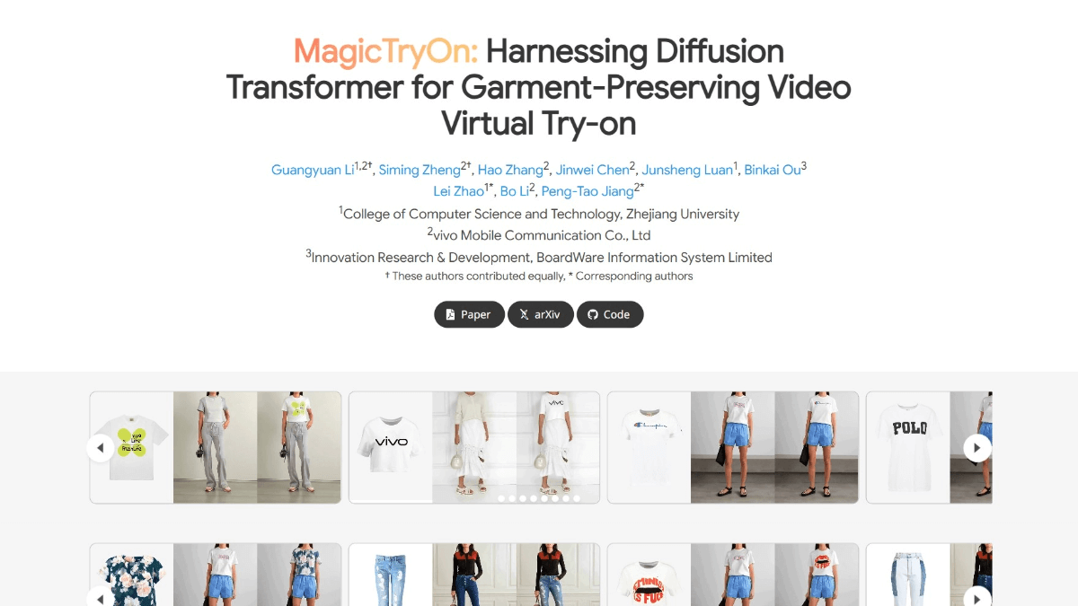 MagicTryOn - 浙大和vivo等机构推出的视频虚拟试穿框架
